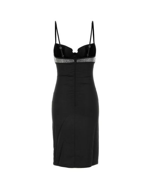 Oseree Black Crystal-Embellished Tube Dress