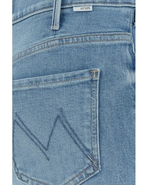 Mother Blue Stretch Denim The Hustler Roller Sneak Jeans