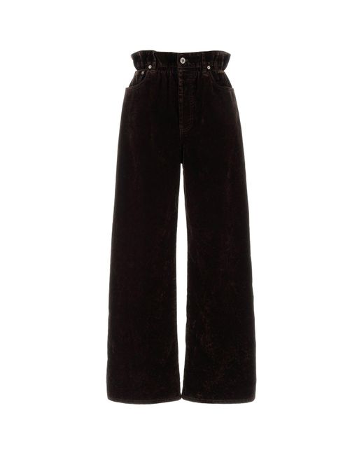 Pantalone dalla gamba ampia in velluto testa di moro di Miu Miu in Black
