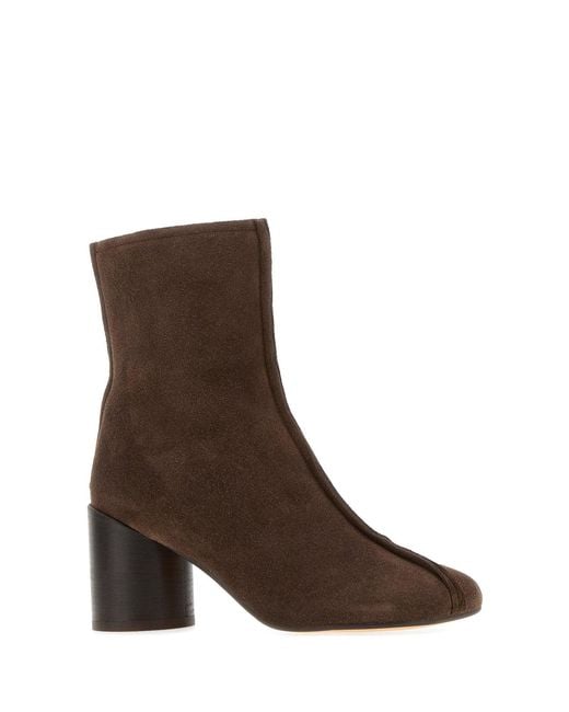 MM6 by Maison Margiela Brown Suede Anatomic Ankle Boots