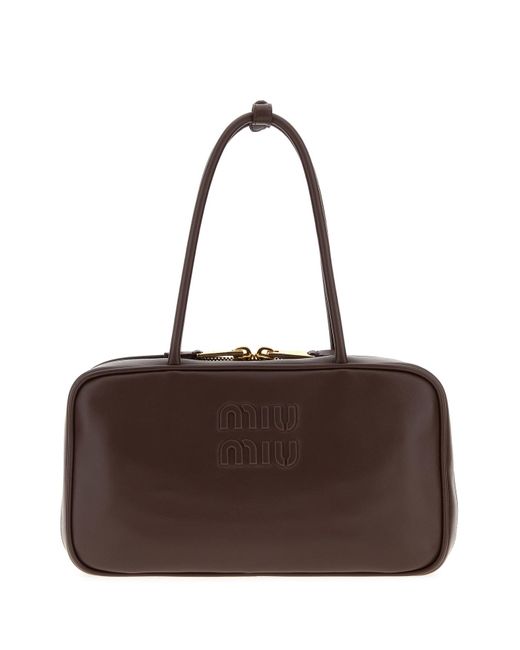 Borsa a spalla in pelle testa di moro di Miu Miu in Brown