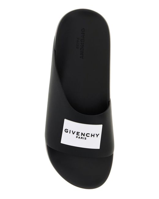 Givenchy Black Rubber Label Slippers for men