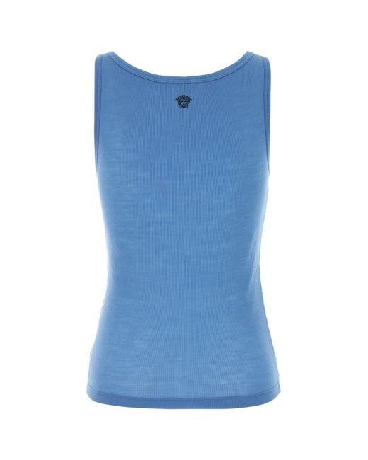 Versace Blue Cerulean Wool Tank Top