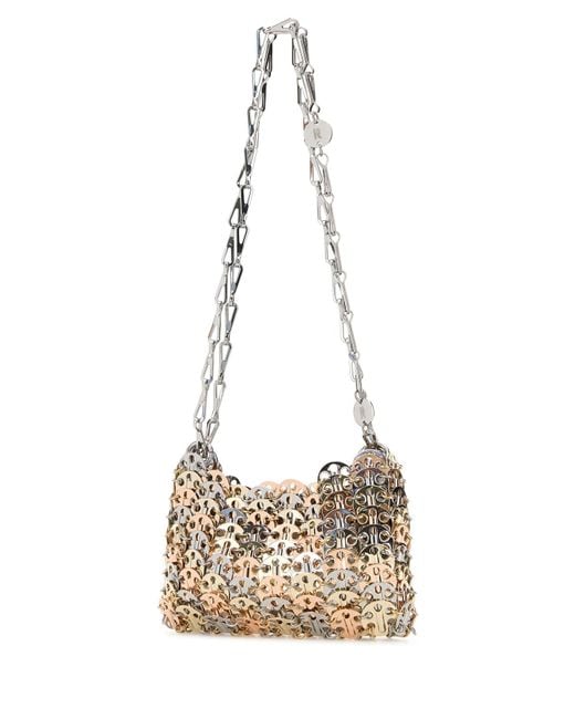 Borsa a spalla 1969 nano in metallo multicolor di Rabanne in White