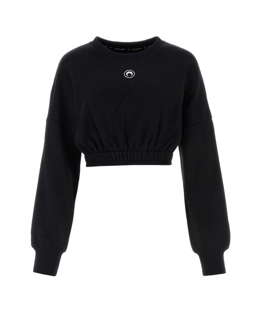 MARINE SERRE Black Crop Sweater