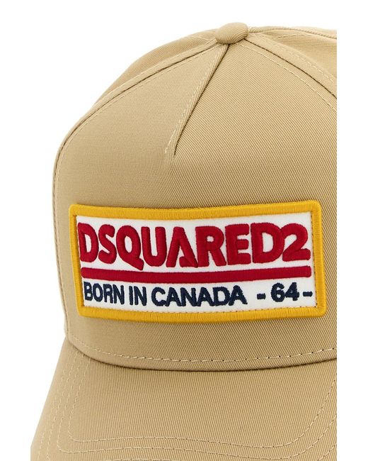 DSquared² Multicolor Beige Cotton Baseball Cap for men
