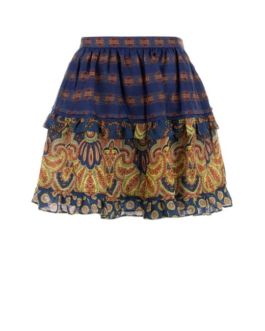 Valentino Garavani Blue Printed Linen Skirt