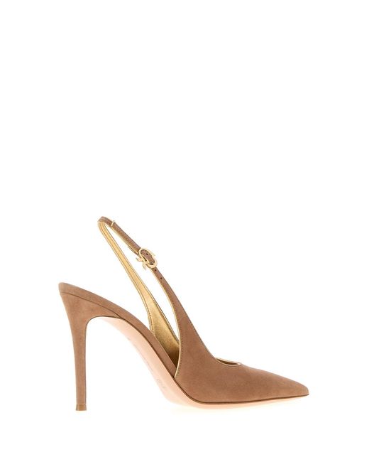 Gianvito Rossi Brown Camel Suede Yves Pumps
