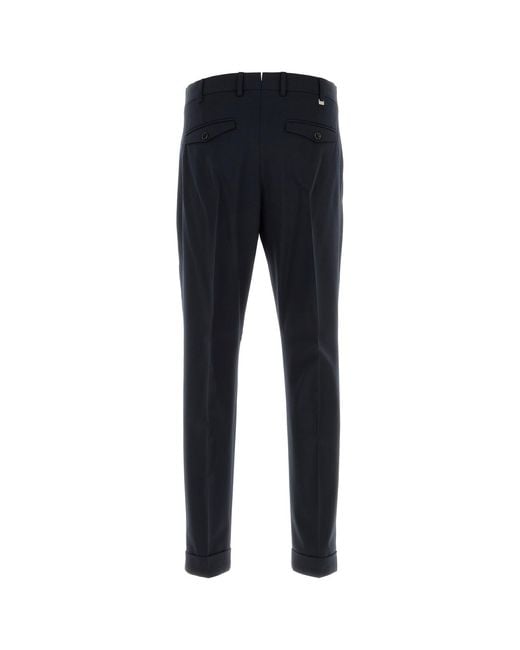 PT Torino Black Midnight Blue Stretch Wool Pant for men
