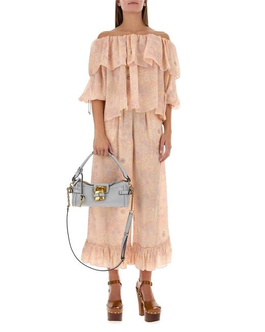 Chloé Metallic Powder Leather Paddington Shoulder Bag