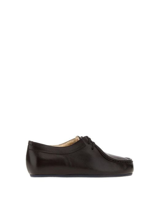 Jil Sander Black Dark Leather Lace-Up Shoes