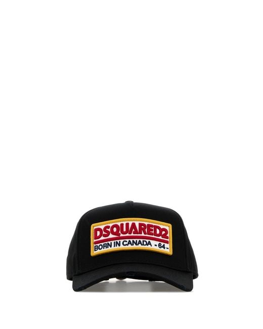 DSquared² Black Cotton Baseball Cap for men