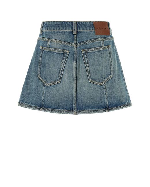 McQueen Blue Stone Washed Miniskirt