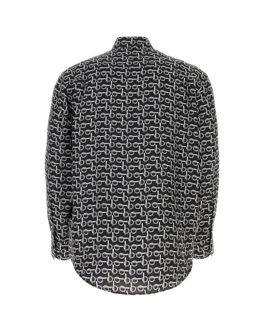 Camicia oversize in seta stampata di Burberry in Gray da Uomo