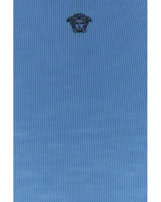 Versace Blue Cerulean Wool Tank Top