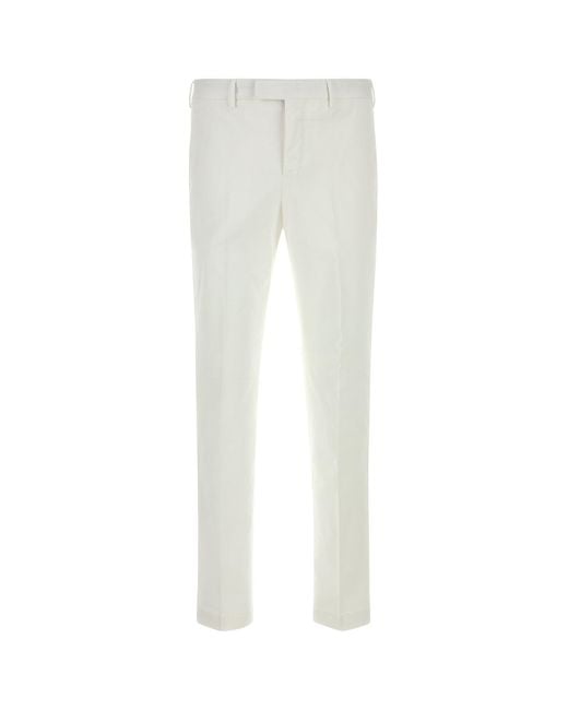 PT Torino White Stretch Cotton Pant for men