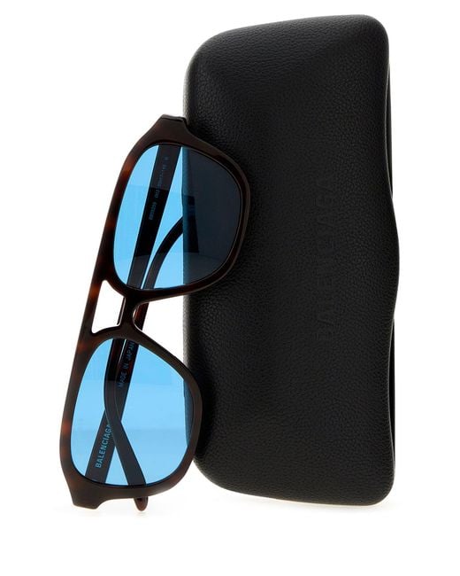 Balenciaga Blue Printed Acetate Pilot Daily Sunglasses