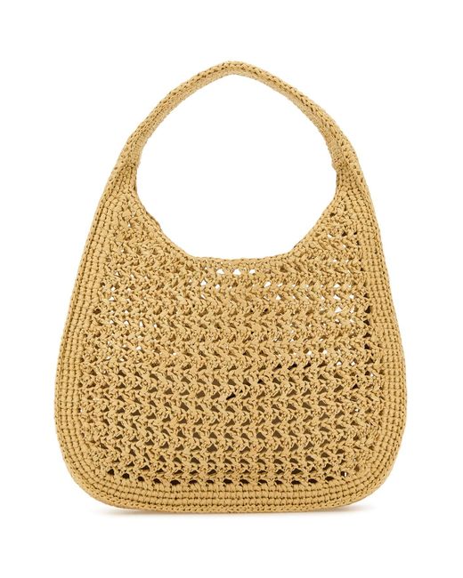 Borsa shopping in rafia di Miu Miu in Natural