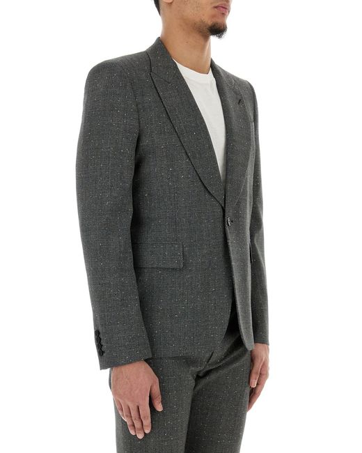 McQueen Black Embroidered Glencheck Blazer for men