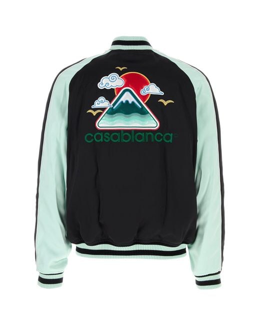 Casablanca Black Two-tone Satin Bomber Jacket for men