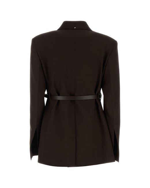 Sportmax Black Brown Stretch Viscose Cinta Blazer