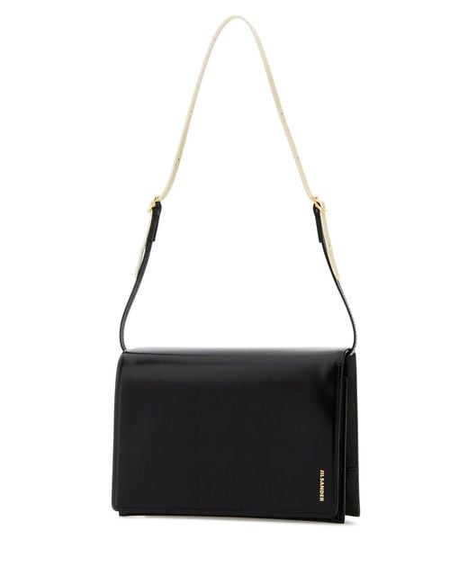 Jil Sander Black Leather Small File Shoulder Bag