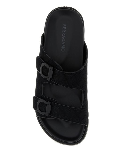 Ferragamo Black Jacquard Colly Slippers for men