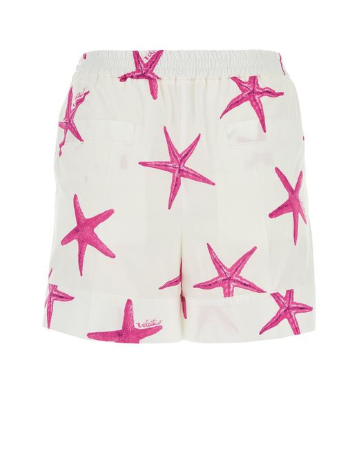 Valentino Garavani Pink Printed Poplin Escape Shorts