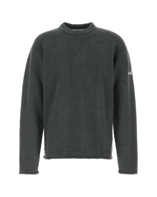 Stone Island Gray Dark Stretch Cotton Blend Sweater for men