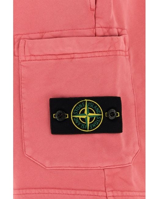 Stone Island Dark Pink Cotton Bermuda Shorts for men
