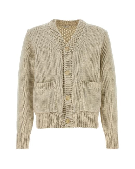Auralee Natural Sand Wool Blend Cardigan for men