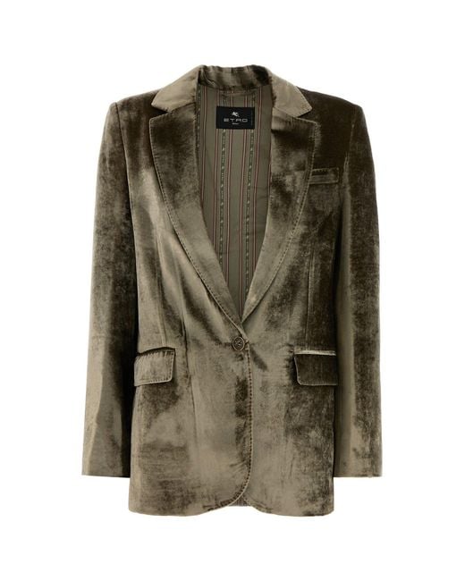 Etro Sage Green Velvet Blazer