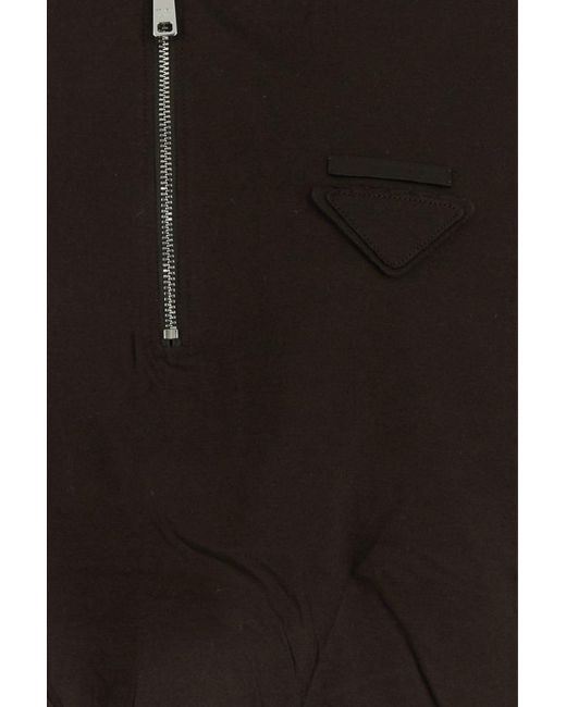 Felpa reversibile in cotone marrone di Prada in Black