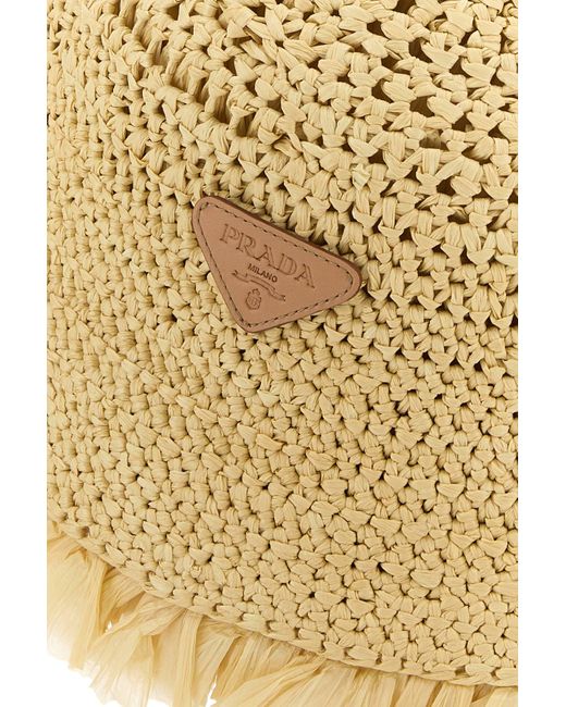 Cappello da pescatore in rafia decorato di Prada in Metallic