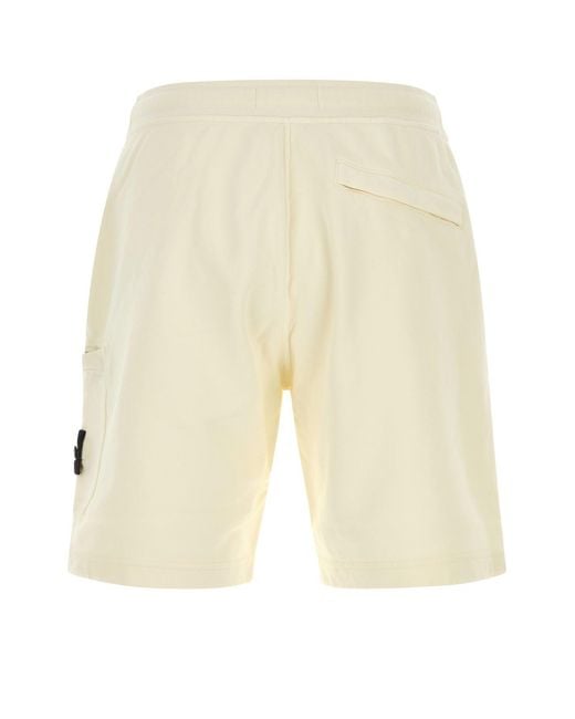 Stone Island Natural Ivory Cotton Bermuda Shorts for men