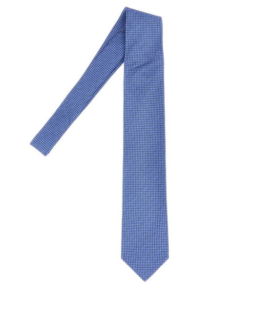 Brioni Blue Embroidered Silk Tie for men