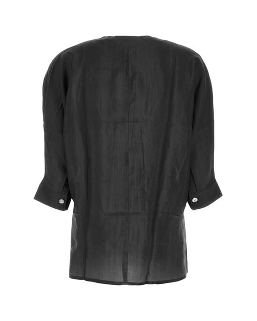 THE ROSE IBIZA Black Silk Endochina Blouse