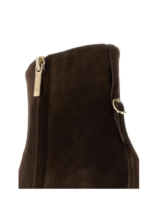 Santoni Brown Suede Giulie Ankle Boots