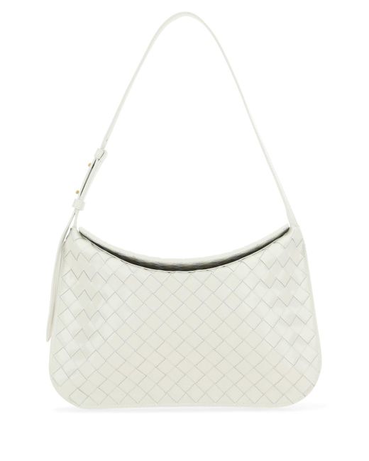Bottega White Leather Small Flap Shoulder Bag Lyst