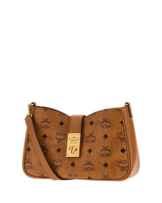 MCM Brown Printed Canvas Tracy Crossbody Bag