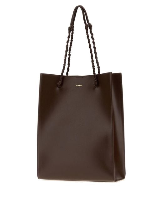 Jil Sander Brown Chocolate Leather Tangle Shopping Bag