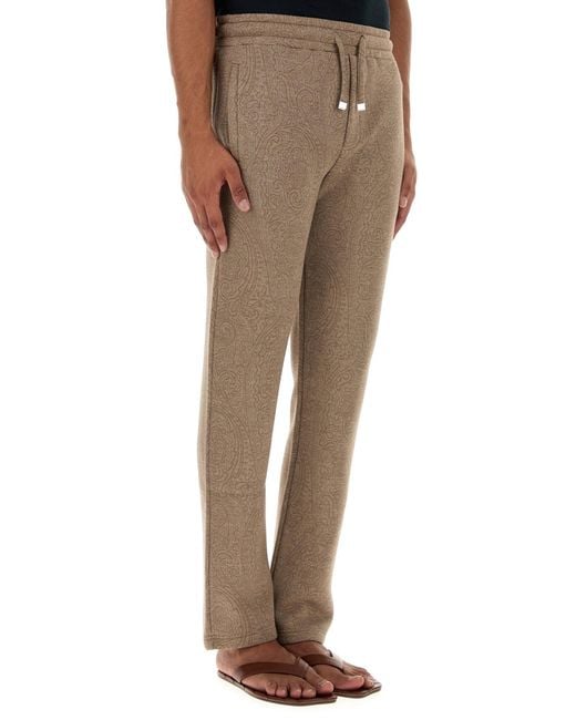 Etro Brown Printed Jersey joggers for men