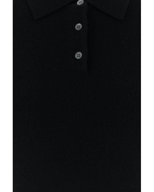 T By Alexander Wang Black Wool Blend Polo Dress