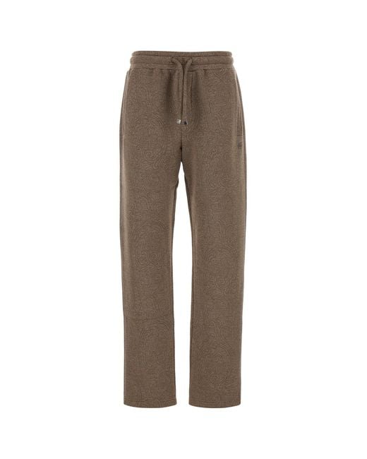 Etro Brown Printed Jersey joggers for men