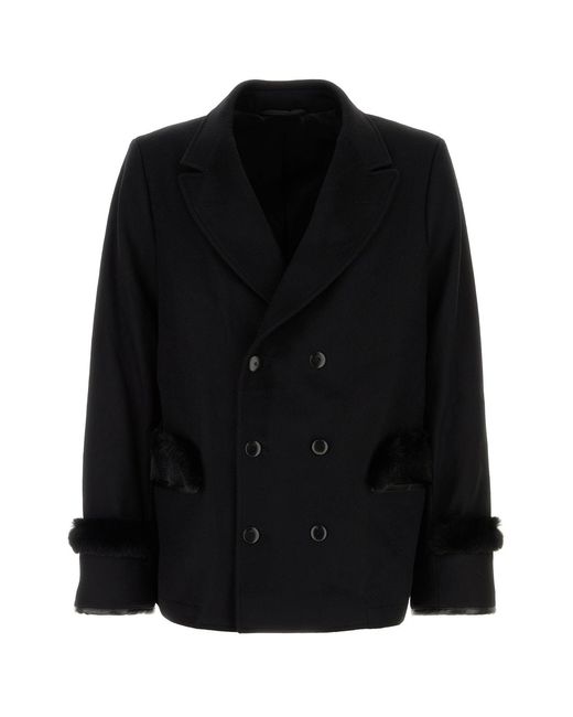 Random Identities Black Wool Blend Coat for men
