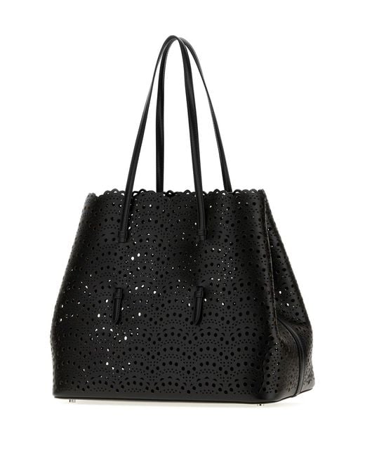 Alaïa Black Leather Mina 37 Shopping Bag