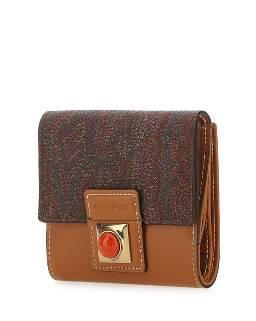 Etro Logo-plaque Leather Wallet in Brown Womens Accessories Wallets and cardholders 