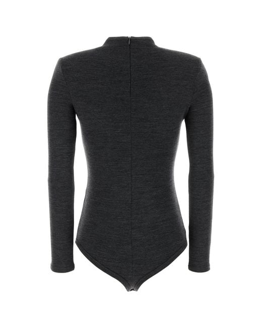 Jil Sander Black Charcoal Wool Bodysuit