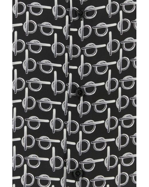 Camicia oversize in seta stampata di Burberry in Gray da Uomo