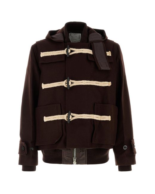 Sacai Black Wool Montgomery for men